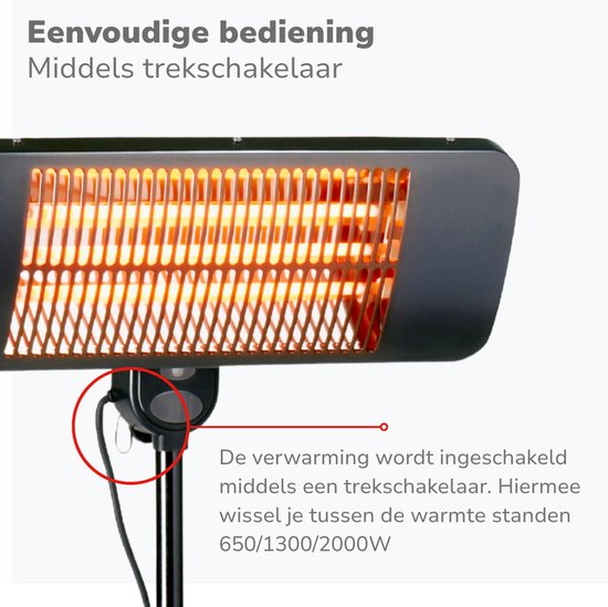 Alpina Infrarotheizung - Terrassenstrahler - 2000W - 3 Heizstufen - Schwarz