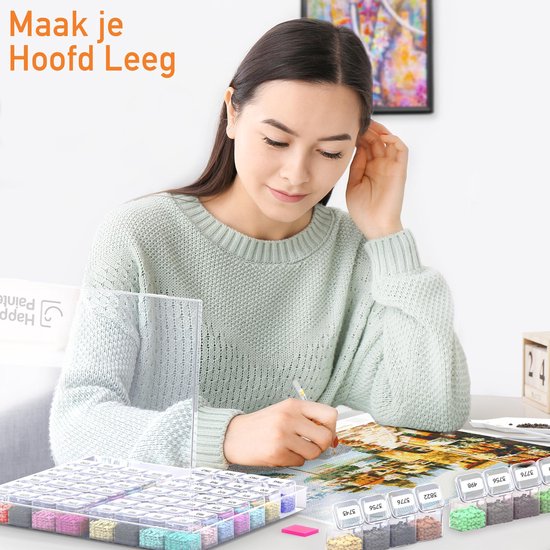 Happy Painter - 56 Boxen Sortierbox - Aufbewahrungsbox - Diamond Painting Zubehör - Perlenbox - Perlenbox - Erwachsene und Kinder - Komplettpaket