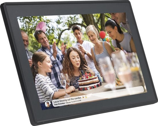 Denver Digitaler Fotorahmen - 15,6 Zoll - FULL HD - Frameo App - 8 GB - IPS-Touchscreen - Schwarz