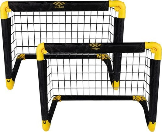 Umbro Fußballtor Set - 2 Stück - 50 x 44 x 44cm - faltbares Fußballtor - Schwarz/Gelb