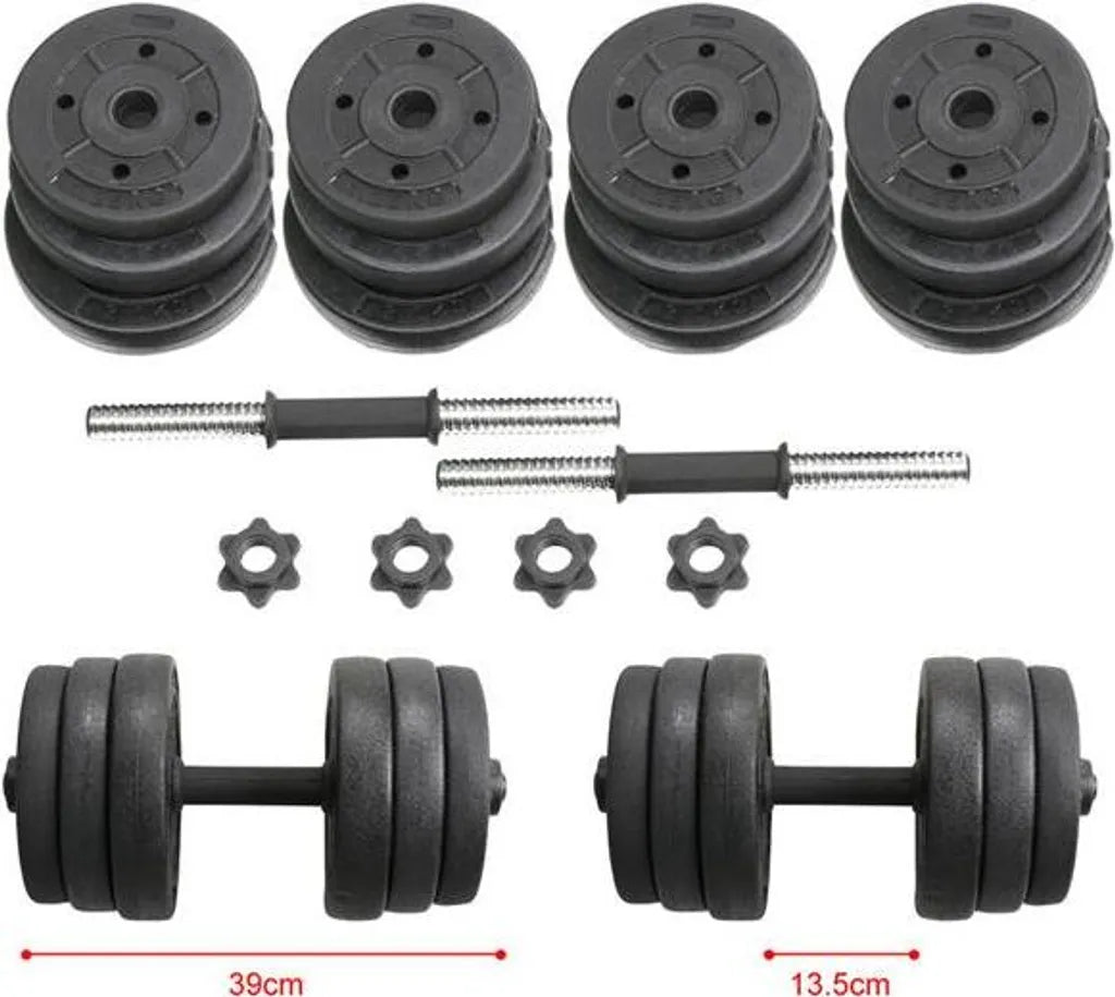 Yaheetech Hantelset 20kg - Einstellbar - Anti-Rutsch - 12 Gewichte - Schwarz