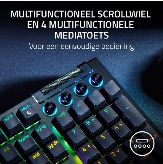 Razer BlackWidow V4 – Mechanische Gaming-Tastatur – Yellow Switch – RGB – 6 Makrotasten – QWERTY