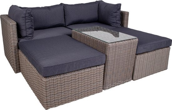 Rossi Lounge Set - Lounge Set in kubo-grau mit schwarzen Kissen