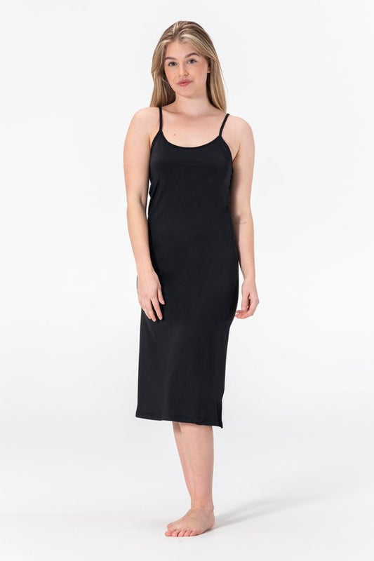 Damen Unterkleid - Nachtkleid - Schlafkleid - Antistatisch - Schwarz - Mikrofaser - Lang (120CM) - Größe L/XL