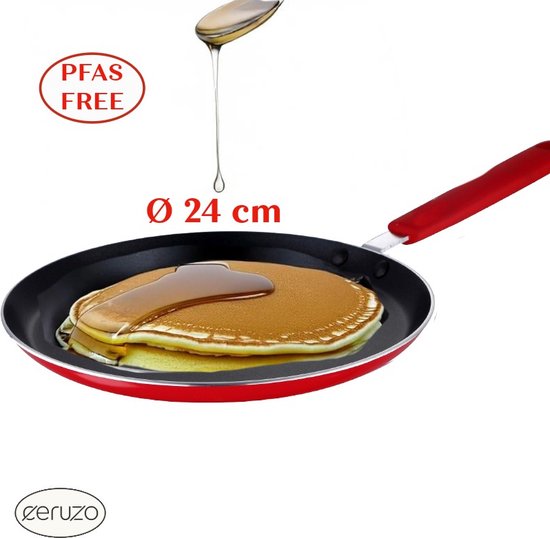 Ceruzo Pfannkuchenpfanne PFAS-frei – 24 cm – Jazzy Red – Keramik-Antihaftbeschichtung – Induktion – Fladen