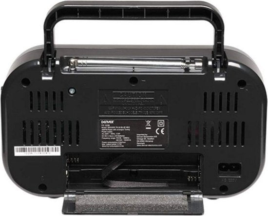 Denver - FM Radio - Retro - Funktioniert mit Batterie oder Netzstrom - Küchenradio - Tragbares Radio - TR51 - Schwarz