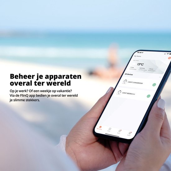 FlinQ Smart Plug - Smart Plug - Inklusive Timer & Energiemessgerät - 2er-Pack - Weiß
