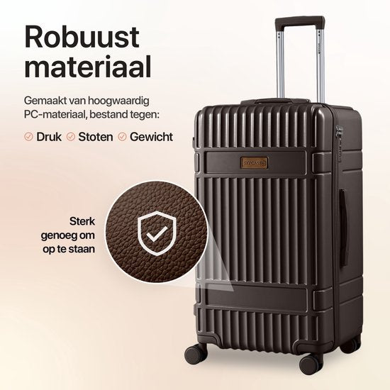 SKYCASES Trunk Travel Suitcase - Classic Heritage - Extra großer Koffer - 110L - TSA-Schloss - leichter Trolley - 78x44x36 cm - Trunk Roll Case - Spinner Wheels - Braun