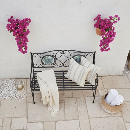 AXI Margot Mosaik-Gartenbank, mehrfarbig – Gartenbank aus Metall – 107 x 54 x 92 cm – Gartenbank für 2 Personen – Mosaik-Optik – Mit Keramikfliesen eingelegt – Für Garten, Terrasse und Balkon