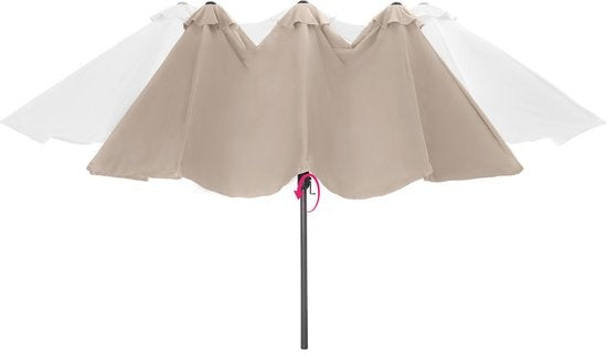 tectake - Doppelter Sonnenschirm Silia - Terrassen-Sonnenschirm - XXL-Sonnenschirm - Inkl. Schutzhülle - beige - 404253