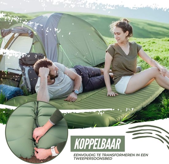 Ever Trex Schlafmatte Comfort - 193x70x10cm - Eingebaute Pumpe - 1 Person - Campingmatratze - Selbstaufblasend - Grün
