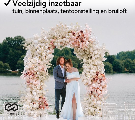 Infinity Goods - Rozenboog - Tuinboog - Rankhulp - Bloemenboog - Voor klimplanten - Metaal - 240 x 140 x 38 cm - Zwart