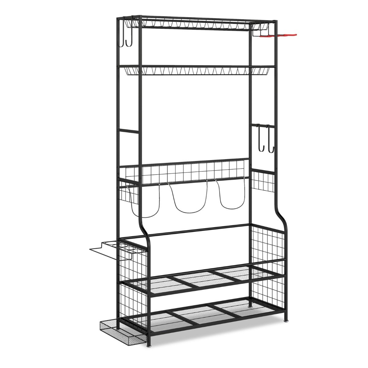Coast Sportartikel-Organizer – mit Rollen – 4 Haken – zusätzliches Fach für Schläger – schwarz 132 x 40,5 x 194 cm