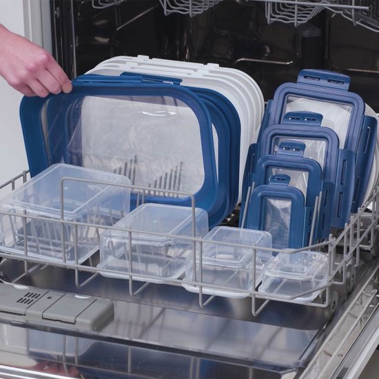 Livington Flex & Fresh Frischhalteplatten, 2er-Set – mehr Platz dank ausklappbarem Deckel – spülmaschinenfest – Klickverschluss und Dichtungsring – stapelbar – hält Lebensmittel lange frisch