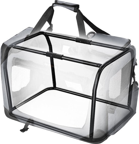 Feandrea – Transportbox – Reisekäfig – 60 x 42 x 42 cm – für Hunde – zusammenklappbar – Oxford-Stoff – grau