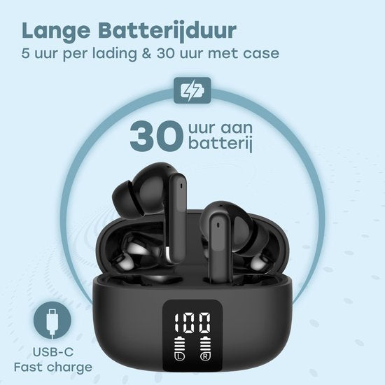 Audyn Kabellose Ohrhörer – Kabellose Ohrhörer – Geräuschunterdrückung ANC+ENC – Bluetooth – In-Ear – Schwarz – FlowTune Pro