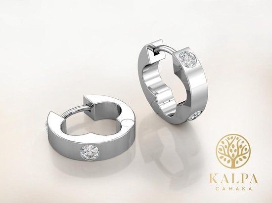 Yolora Damen Ohrringe mit Kalpa Camaka Kristalle - Silber - 18K Weißgold vergoldet - Damen Ohrringe Silber - Schmuck - Luxus-Geschenk-Box - Schöne Geschenk-Verpackung - Geschenk zum Muttertag