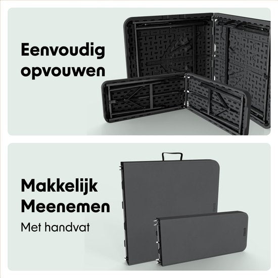 LifeGoods Zusammenklappbares Picknick-Set - 124cm x 61.5cm - Gartentisch mit 2 Bänken - Wetterfest - Campingtisch - Biertisch zusammenklappbar - Für Innen und Außen - Für 4 bis 6 Personen - Schwarz
