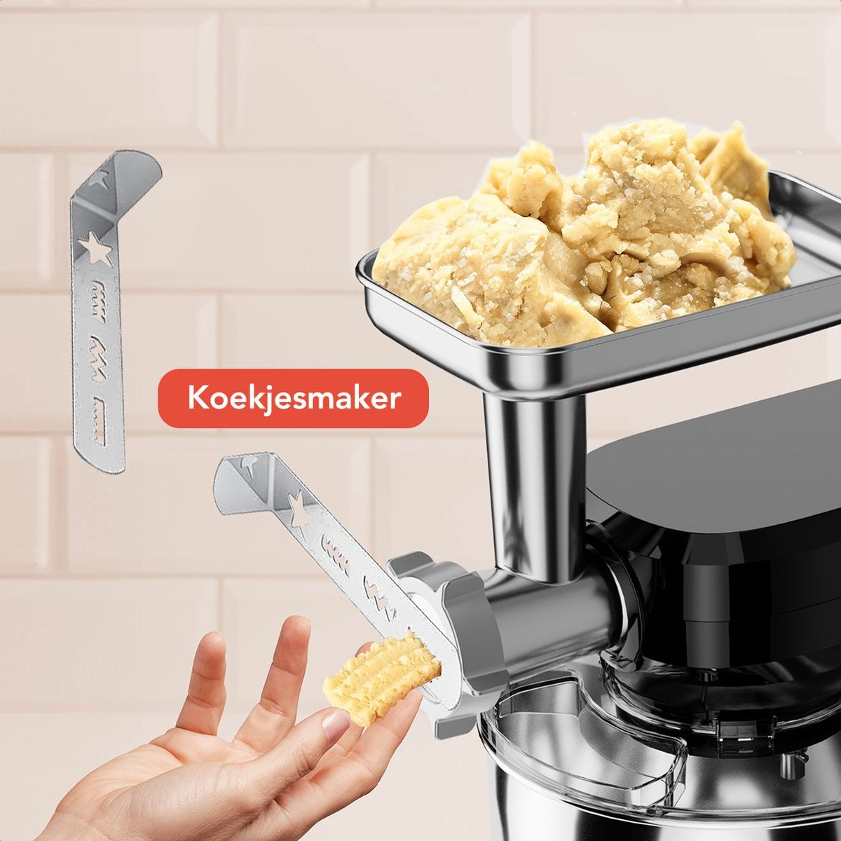 KitchenBrothers Küchenmaschine - Komplettset - 15 Zubehörteile - Küchenroboter - 6L - 1500W - Schwarz