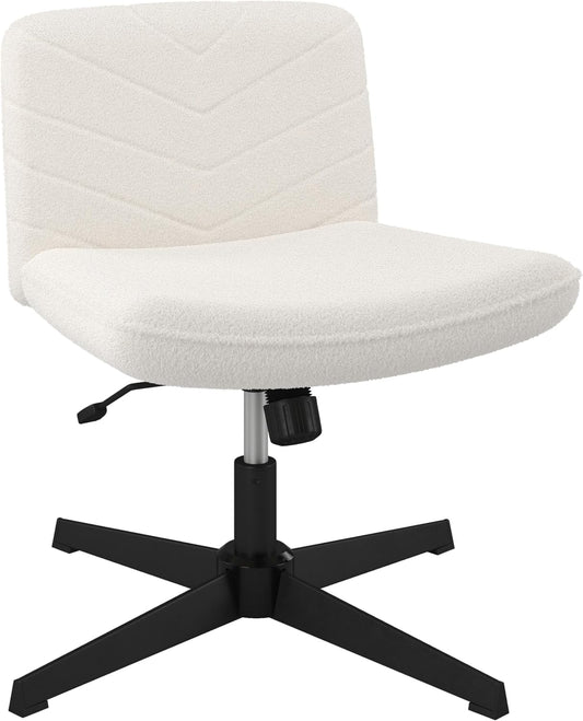 Yaheetech Ergonomischer Bürostuhl – Elfenbein – Bouclé – Verstellbare Sitzhöhe – Um 360° drehbar – Kreuzfuß