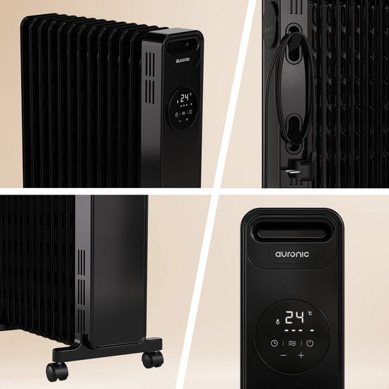 Auronic Ölradiator - Elektrischer Heizkörper - 2500W Heizkörper - Schwarz