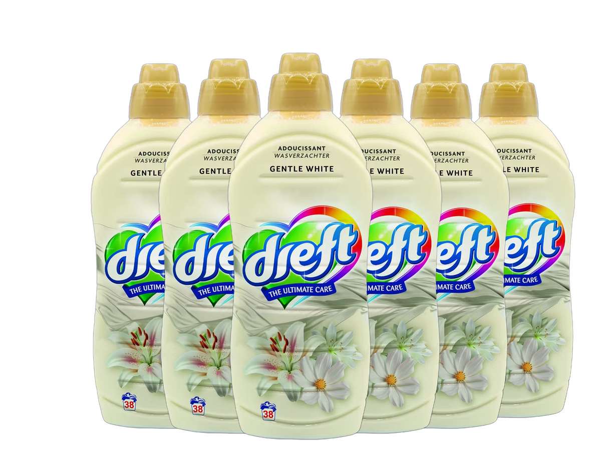 Dreft Weichspüler Gentle White – 6 x 950 ml – 228 Waschgänge – Extra-Duftboost