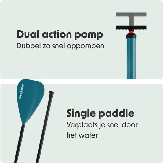 LifeGoods SUP Board All-round Compact - 100 KG Tragfähigkeit - 300 x 76 cm - Aufblasbar - Komplettes SUP Paket - Weiß/Tiefes Aqua