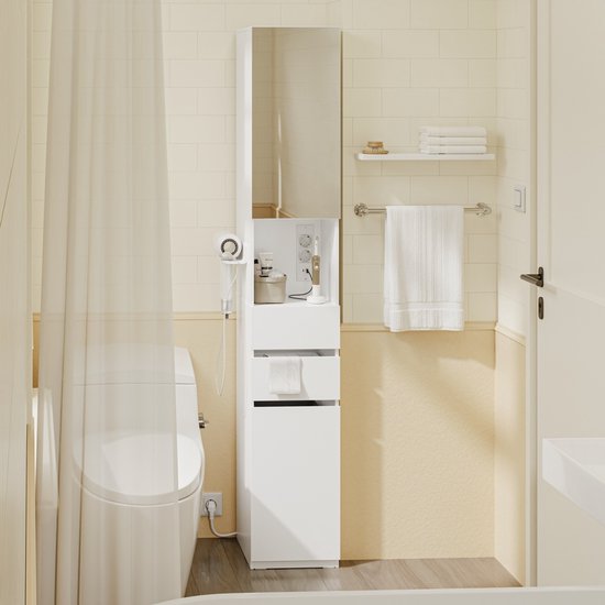 SoBuy BZR240-E-W Badezimmerschrank – 30 x 30 x 180,5 cm – Weiß