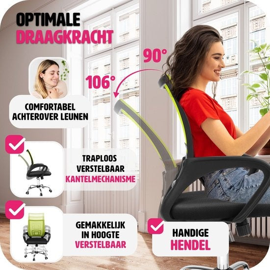 tectake - bureaustoel burostoel kantoor - design - zwart/groen - 401790