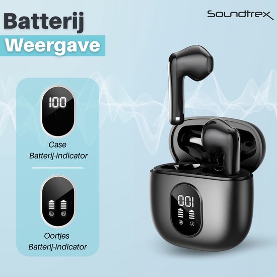 Soundtrex X-Pro Wireless Earphones - Bluetooth Ohrhörer - Earpods kabellos - LED-Anzeige - Bluetooth 5.3 - Schwarz