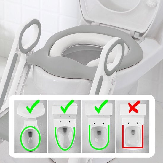 LifeGoods Toilettensitzverkleinerer - Mit Treppe - Töpfchen Kleinkind - 2 bis 7 Jahre - Grau/Weiß