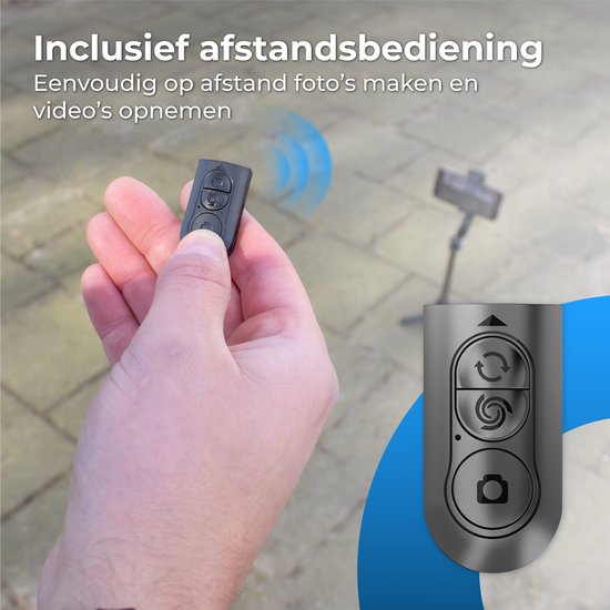 Nuvance - Gimbal Stabilisator für Smartphone - Selfie Stick - mit Stativ und Fernbedienung - Stativ