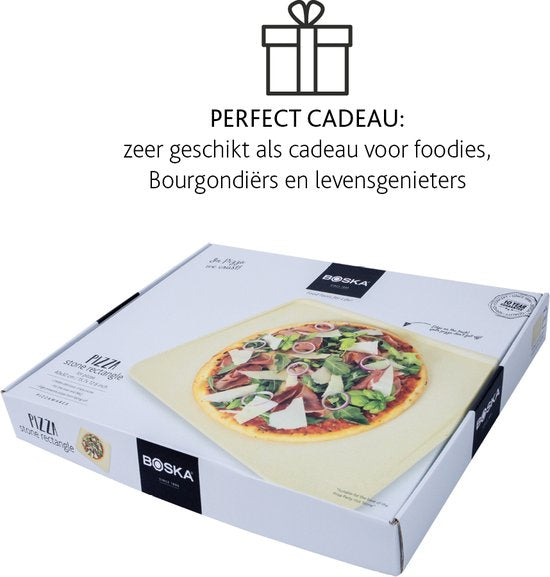 Boska Pizzastein Deluxe Rechteck - Für den Backofen - Knusprige Pizza - 40x32 cm - BBQ Zubehör