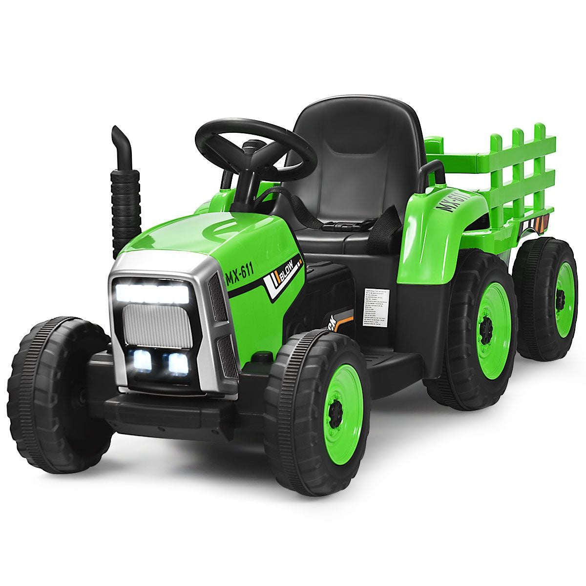 Coast Kindertraktor mit Anhänger - 3 Gänge 12V - Grün