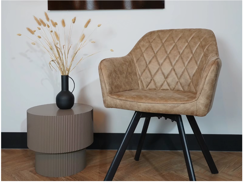 Möbel 31 Brione - Esszimmerstuhl Duopack - 360° drehbar - H 83 x B 59 cm - Mikrofaser/Stahl - Taupe