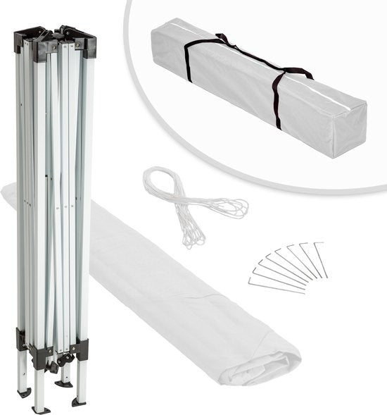 tectake - Gartenpavillon Linosa faltbar - Wasserabweisend - Inkl. Tragetasche, Abspannseile und Heringe - 3x3m - weiß