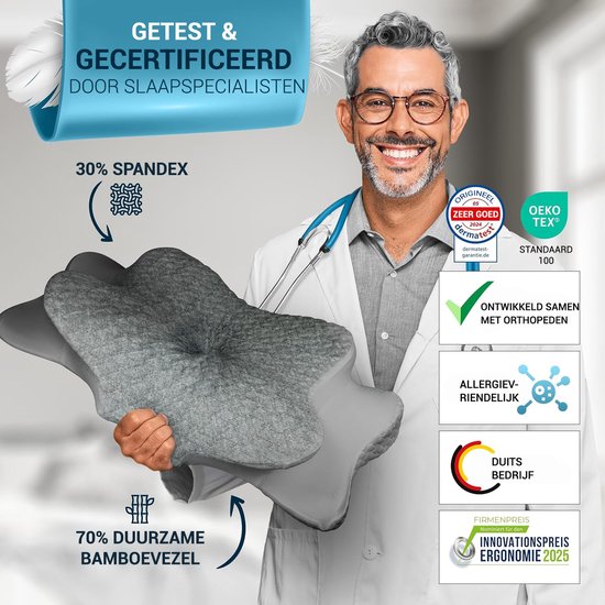 Glückstoff Orthopädisches Kissen bei Nackenbeschwerden mit Memory-Schaum – hypoallergenes, ergonomisches Kissen, bei Nacken- und Rückenschmerzen, für alle Schlafpositionen geeignet, inklusive Jutetasche