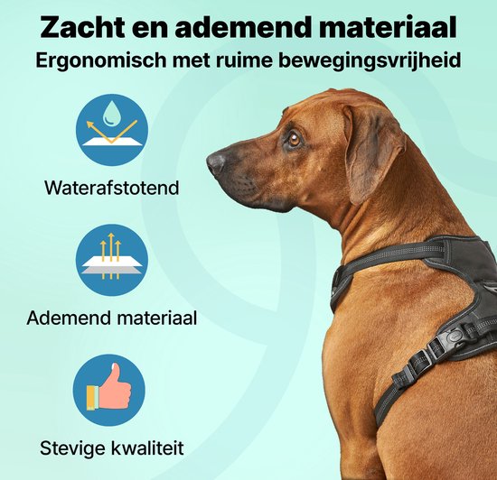 Jake and Jacky - Hundegeschirr - Y-Geschirr Hund - Reflektierend - Größe L - Schwarz