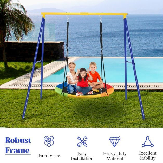 Coast robustes Metall Schaukelgestell ein Gestell Gartenschaukelgestell 194 x 184 x 180 cm blau + gelb