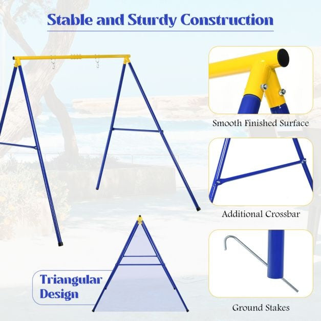 Coast robustes Metall Schaukelgestell ein Gestell Gartenschaukelgestell 194 x 184 x 180 cm blau + gelb
