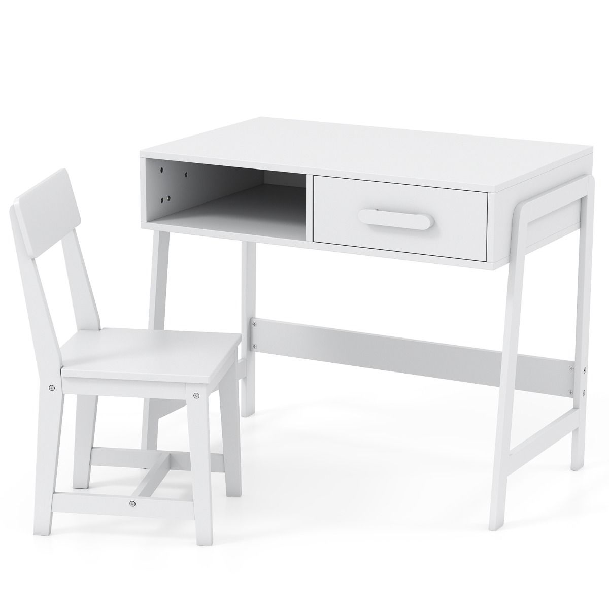 Coast Kinderschreibtisch mit Stuhl – mit Schublade und Ablage – ergonomisches Design – weiß