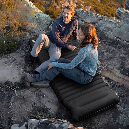 Ever Trex Schlafmatte Comfort - 193x70x10cm - Eingebaute Pumpe - 1 Person - Campingmatratze - Selbstaufblasend - Schwarz