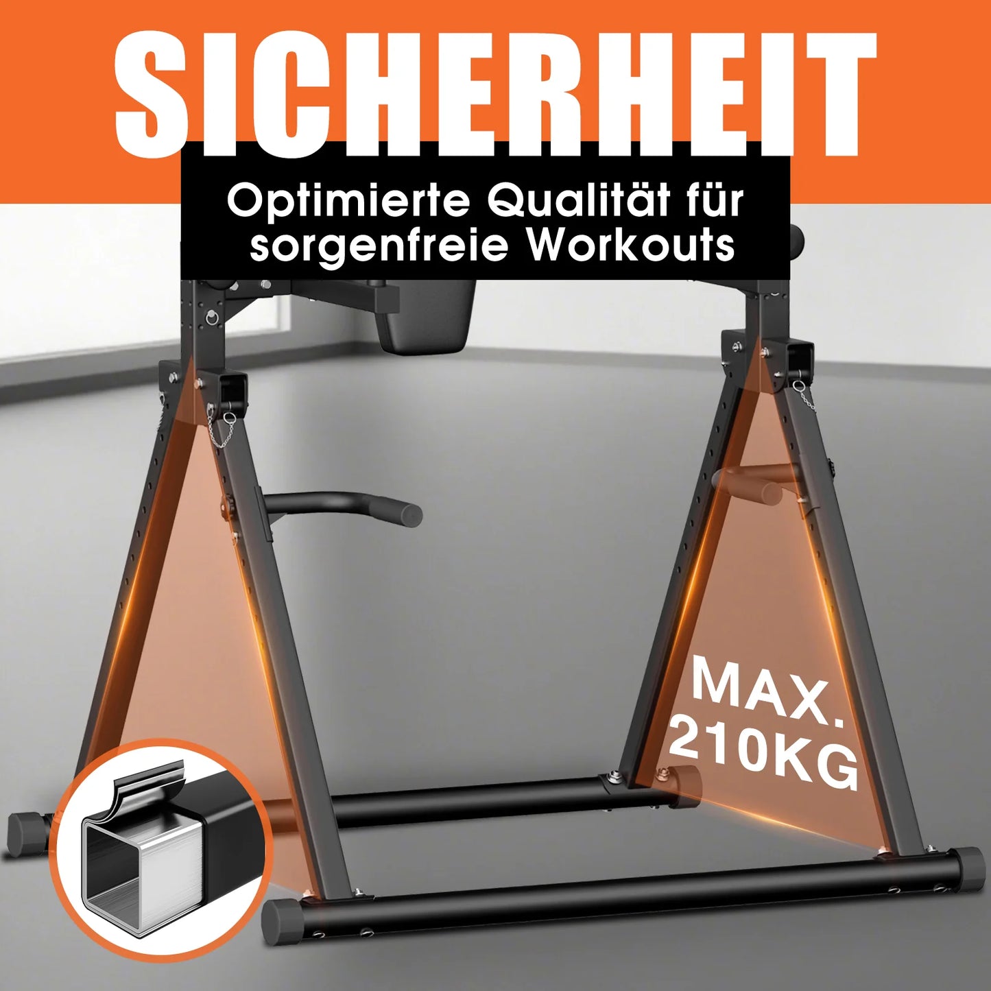 DH FitLife Faltbare Power Tower Dip-Station – Freistehende Klimmzugstange bis 150 kg für das Heimfitnessstudio