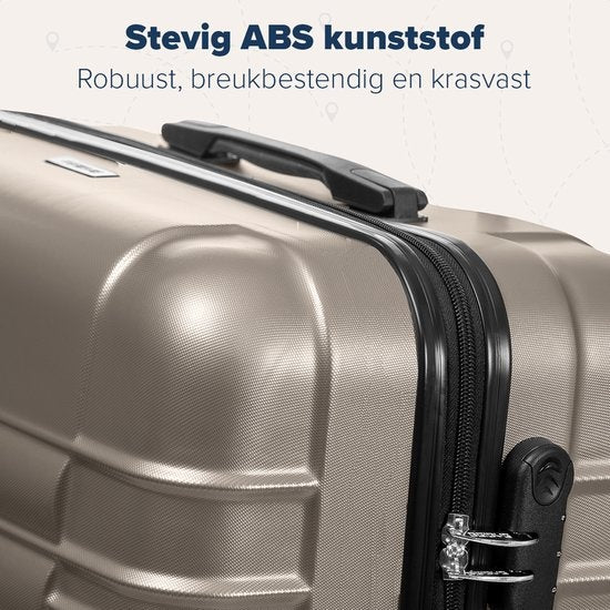 TRVLMORE Handgepäckkoffer mit Zahlenschloss – 38 L – 54 × 36 × 20 cm – Champagner