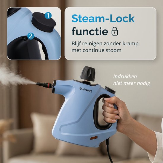 Joyware® 18-in-1-Dampfreiniger S2 – Handdampfreiniger mit Steam Lock – Teppich- und Fleckenreiniger für Sofa, Badezimmer und Polster – Dampfreiniger – 1050 W – 450 ml