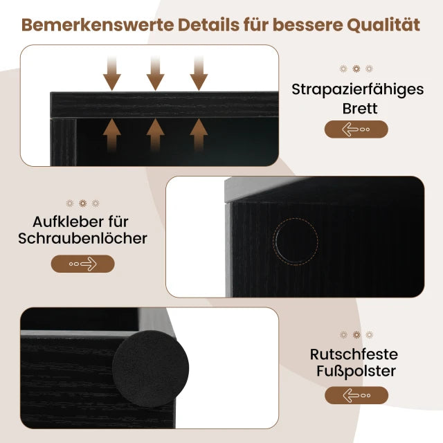 Coast Bücherregal mit 2 offenen Fächern – verstellbare Einlegeböden – 42 x 29,5 x 53,5 cm – Schwarz