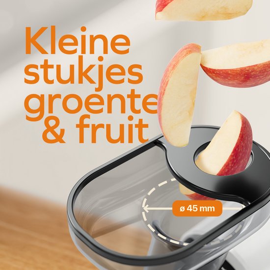 KitchenBrothers Slowjuicer - Kompakt - Entsafter - Gemüse- und Obstpresse - 45 mm - 500 ml - Weiß