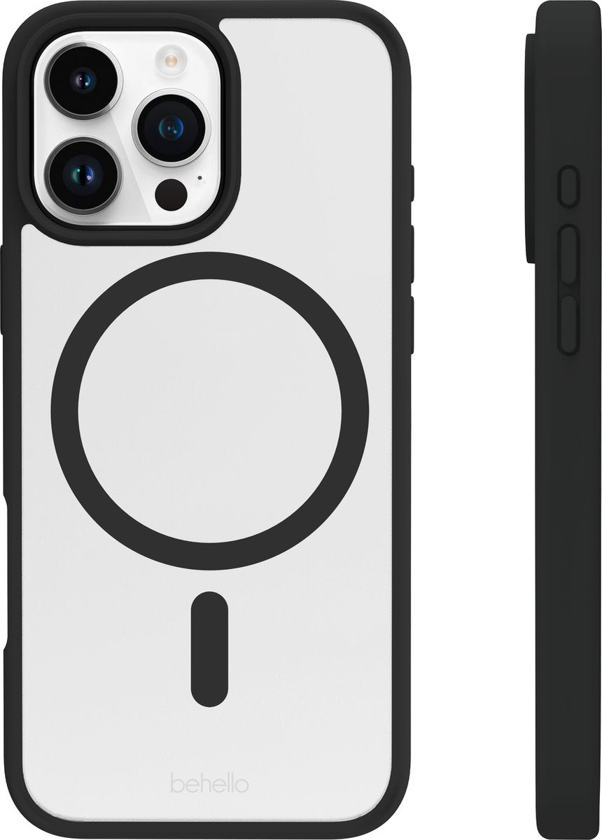 BeHello Hülle für iPhone 16 Pro - MagSafe - Flexibel - Stoßfest - Transparent Schwarz