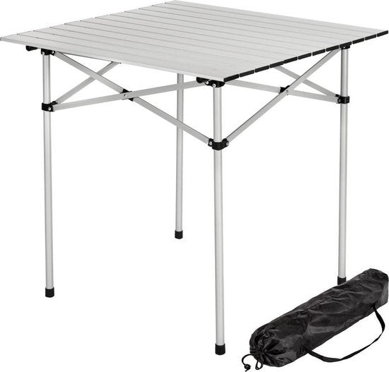 tectake - Campingtisch - Klappbar - Inkl. Tragetasche - 70 x 70 cm - Grau