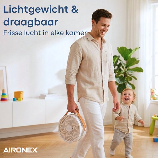 Aironex faltbarer, tragbarer Ventilator – Leiser Tisch- und Standventilator – USB-aufladbar und kabellos mit LED-Licht – Kompakter Mini-Ventilator für Schreibtisch, Schlafzimmer, Zuhause, Büro und Camping – Ventilatoren